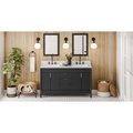 Jeffrey Alexander 60In. Black Theodora Vanity, Dbl Bowl, White Carrara Marble Vanity Top, 2 Undrmnt Rctngl Bowls VKITTHE60BKWCR